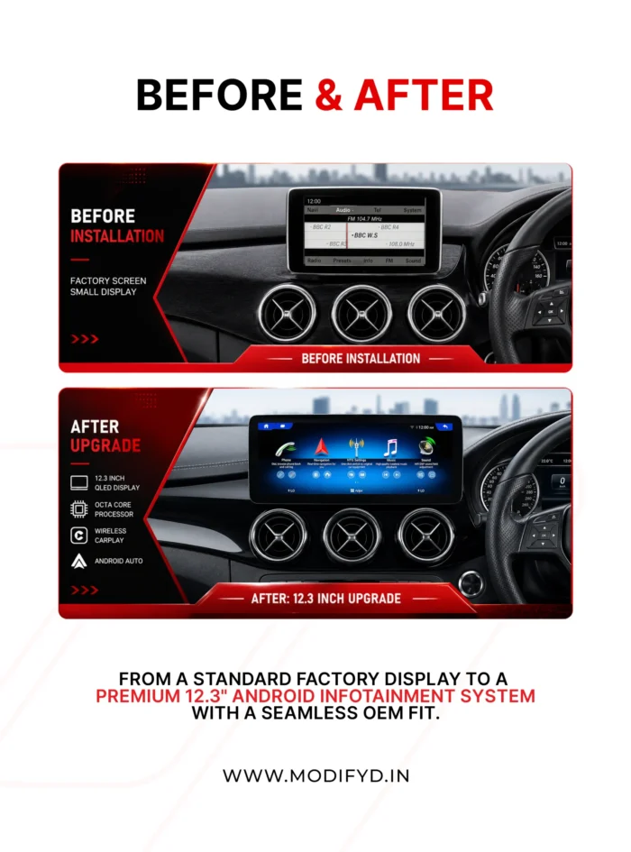 benz b class 2011-2018 model android screen before after