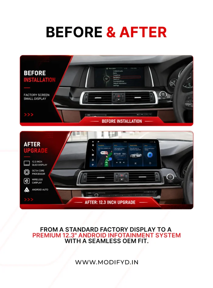 bmw 5 gt 2010-2017 android screen modifyd