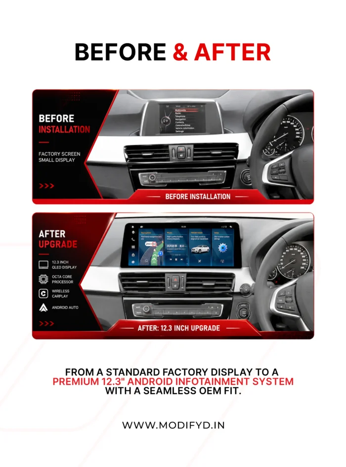 bmw x1 2016-2022 model android screen before and after