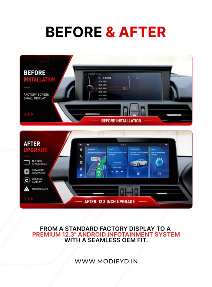 bmw z4 2012-2015 model android screen before and after